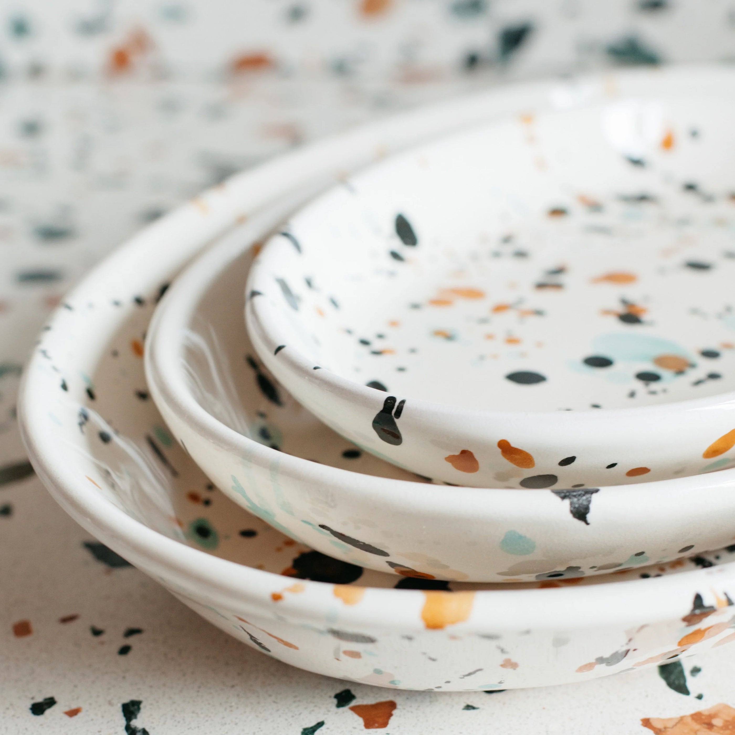 Tuscan 3 Piece Splatterware Platter Set