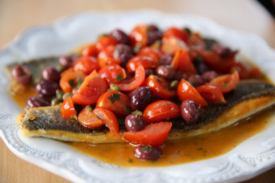Pan-Seared Branzino with Tomato and Capers