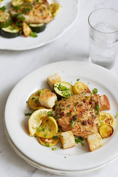 Roasted Chicken Thighs with Summer Squash