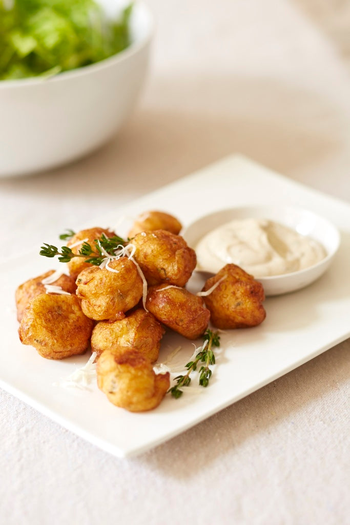 Thyme Parmesan Zeppole with Anchovy Aioli