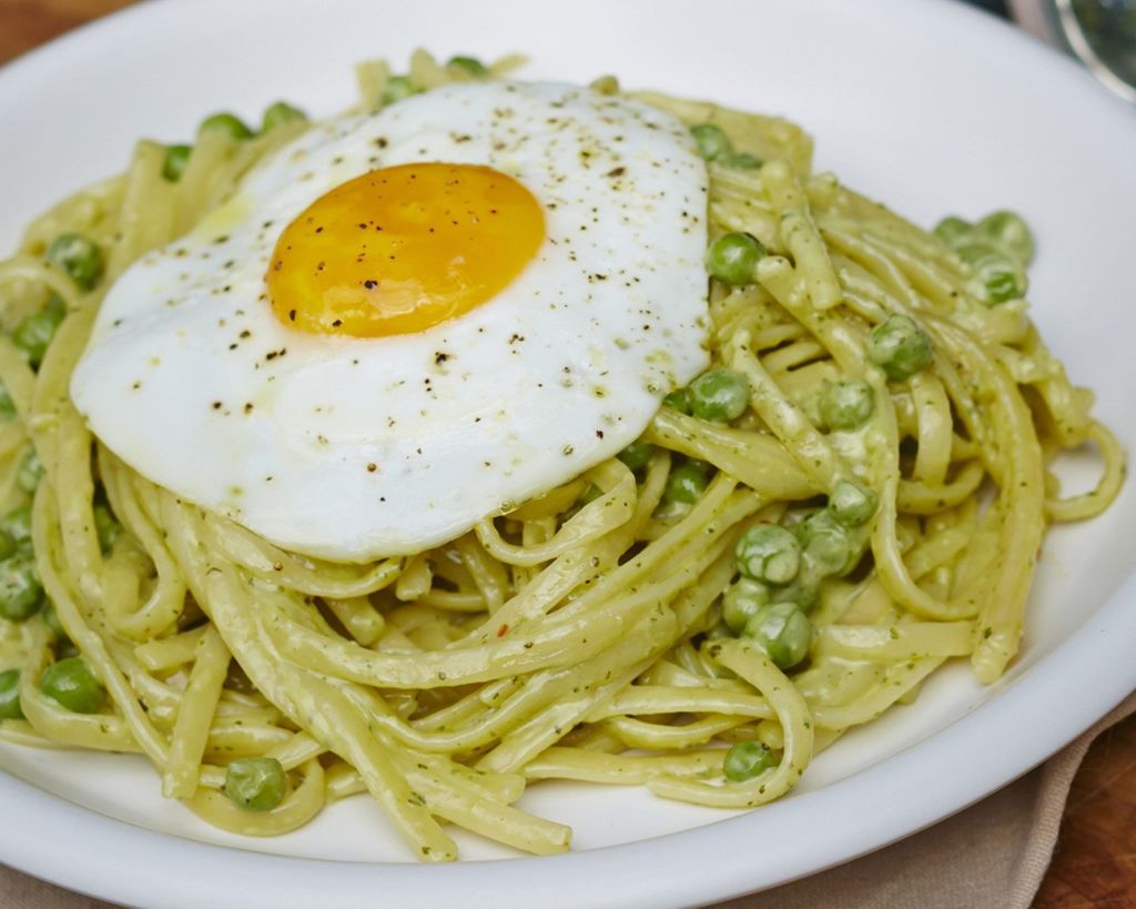 Vegetarian Carbonara with Peas