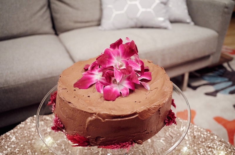 Angel Food Cake with Chocolate Hazelnut Frosting