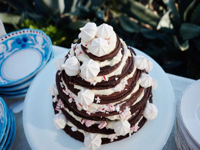 Chocolate Candy Cane Pancake Tower