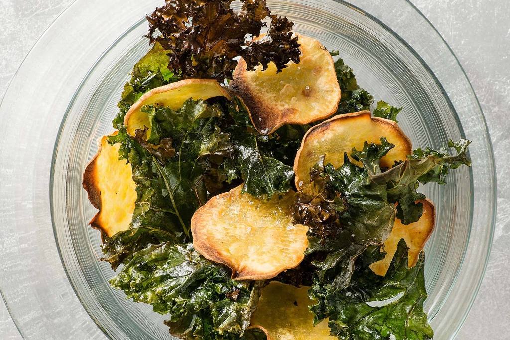 Baked Kale and Sweet Potato Chips