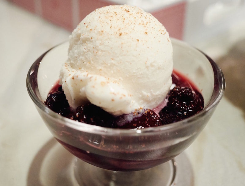 Drunken Berries with Vanilla Frozen Yogurt