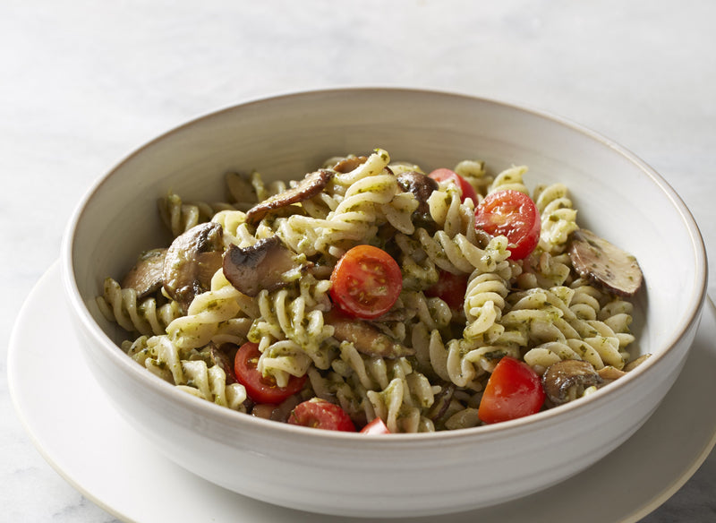 Brown Rice Pasta with Creminis and Creamy Cauliflower