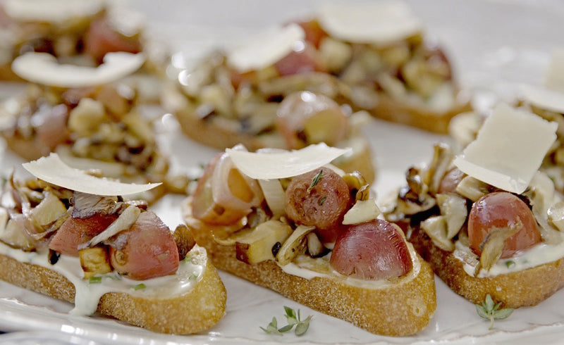 Mushroom and Grape Crostini