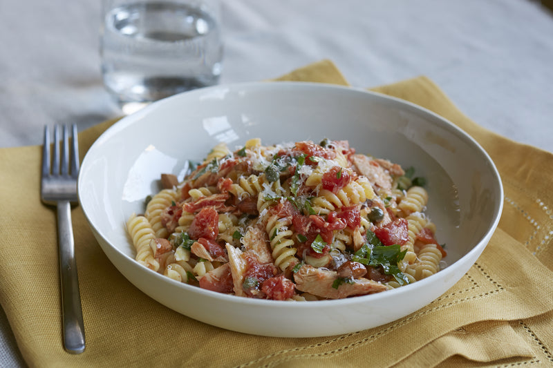 Fusilli with Tuna, Capers, and Almonds, Credit: Lauren Volo