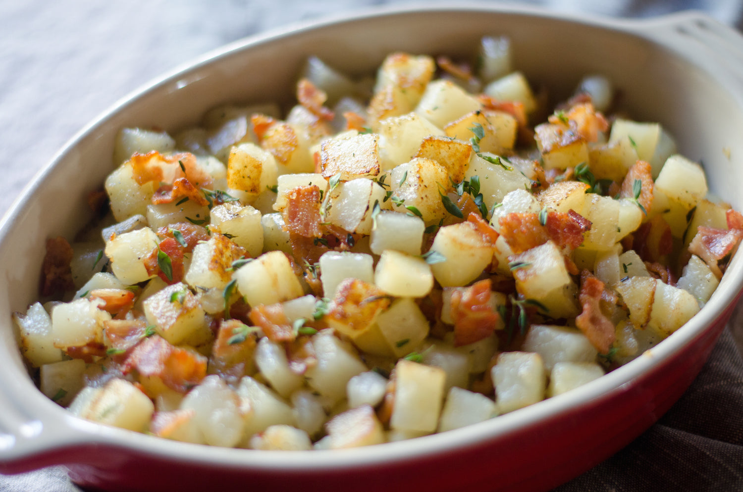 Bacon and Pancetta Potatoes, Credit: Elizabeth Newman