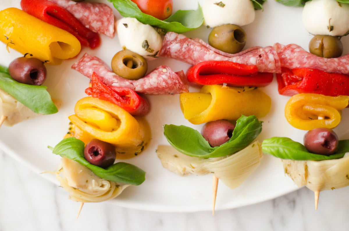 Antipasti Skewers, Credit: Elizabeth Newman