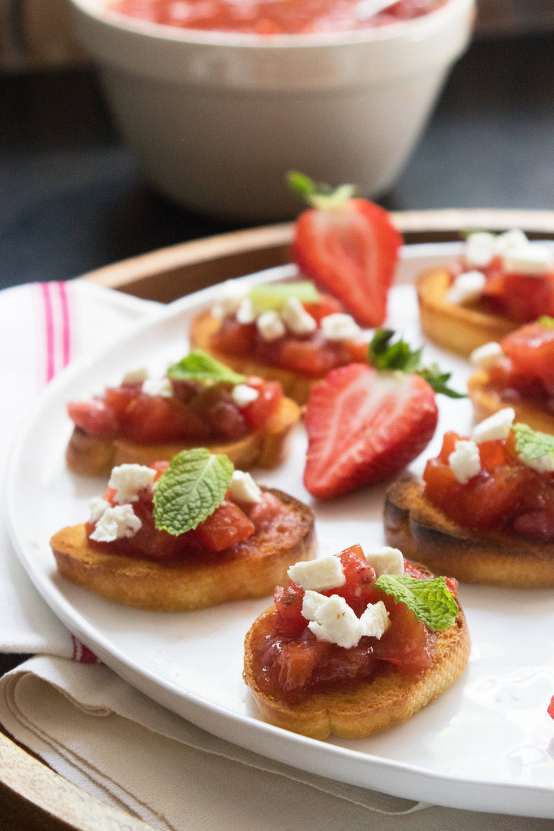 Strawberry-Tomato Jam Crostini, Credit: Elizabeth Newman