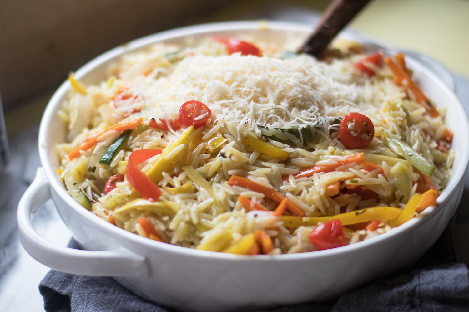 Vegetable Orzo Primavera, Credit: Elizabeth Newman