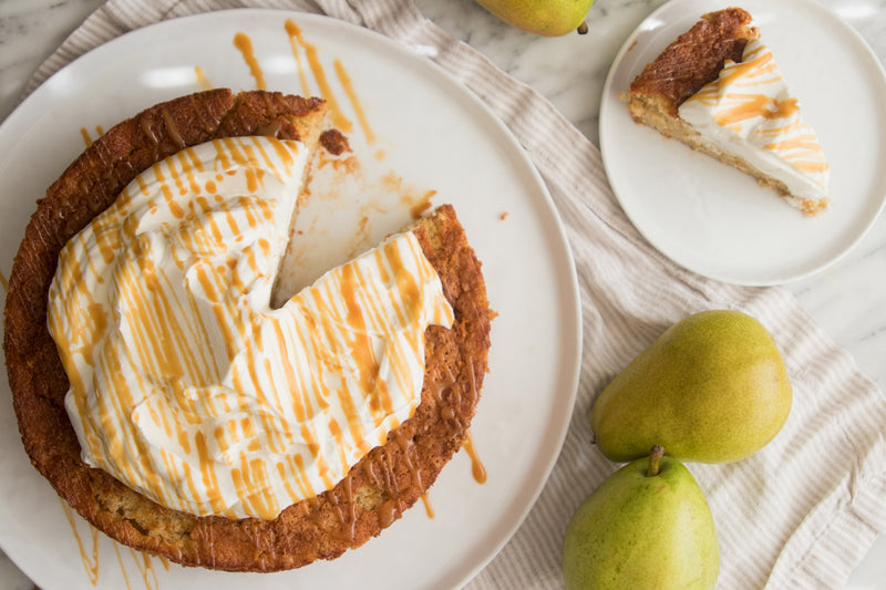 Gluten Free Pear & Caramel Cake, Credit: Elizabeth Newman