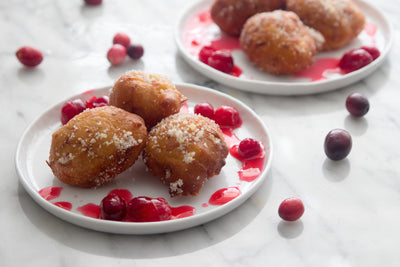 Cranberry Zeppole with Ginger Syrup, Credit: Elizabeth Newman