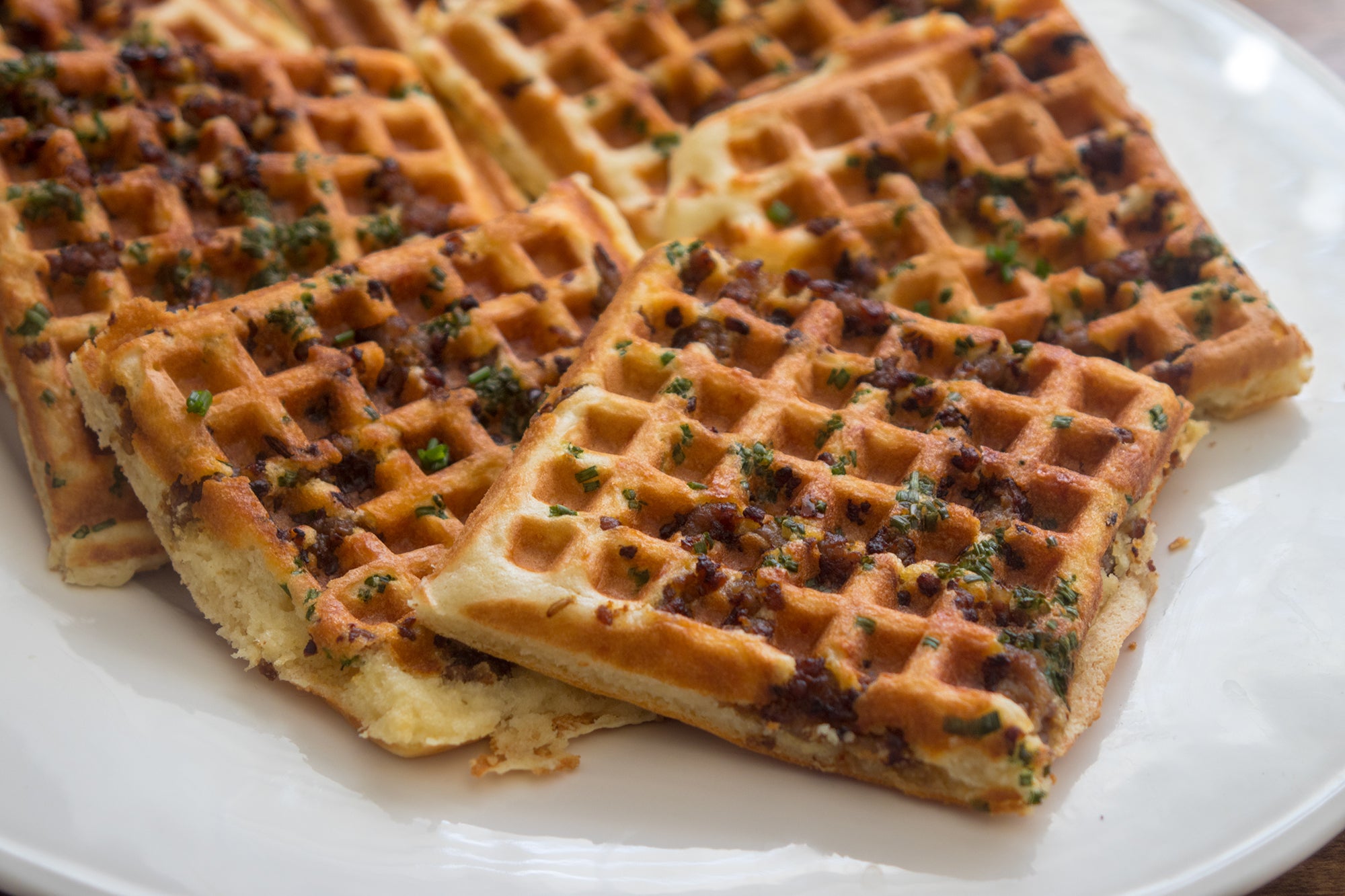 Sausage and Parmesan Waffles, Credit: Elizabeth Newman