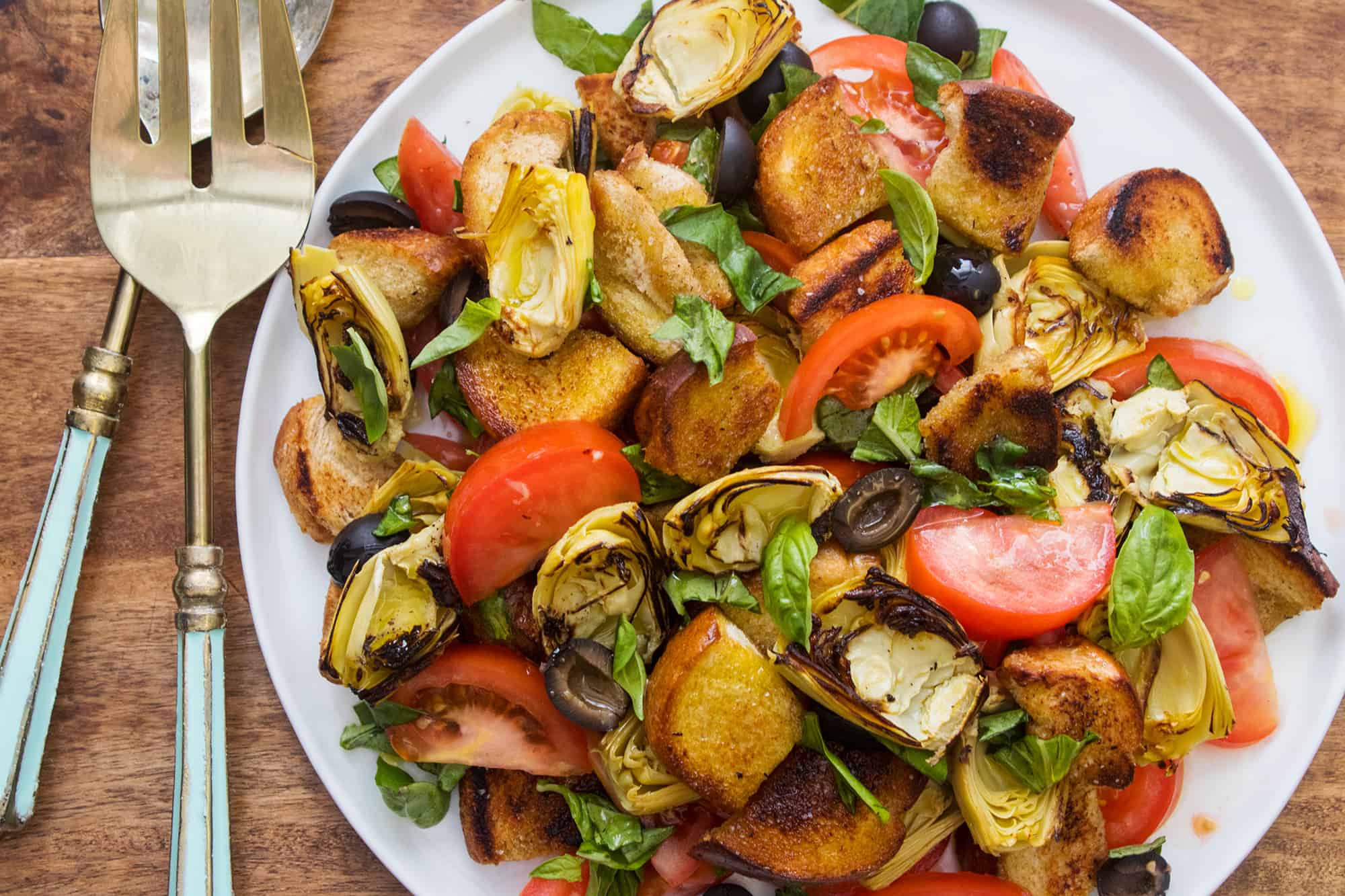 Tomato and Artichoke Panzanella, Credit: Elizabeth Newman