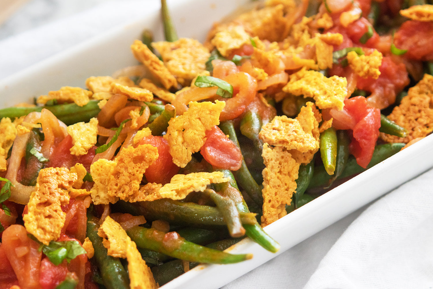 Sauteed Green Beans with Parmesan Crisps, Credit: Elizabeth Newman