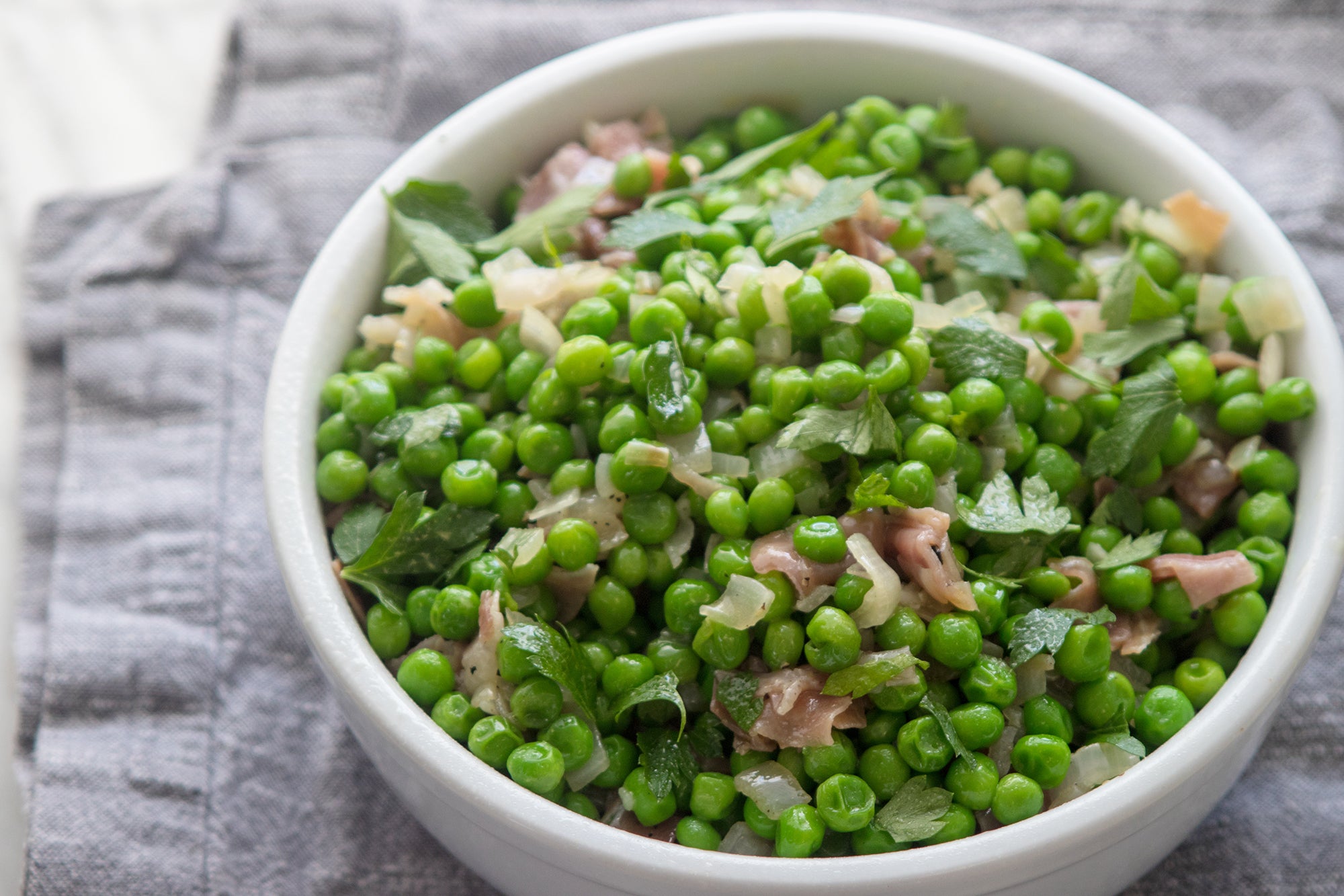 Peas and Prosciutto, Credit: Elizabeth Newman