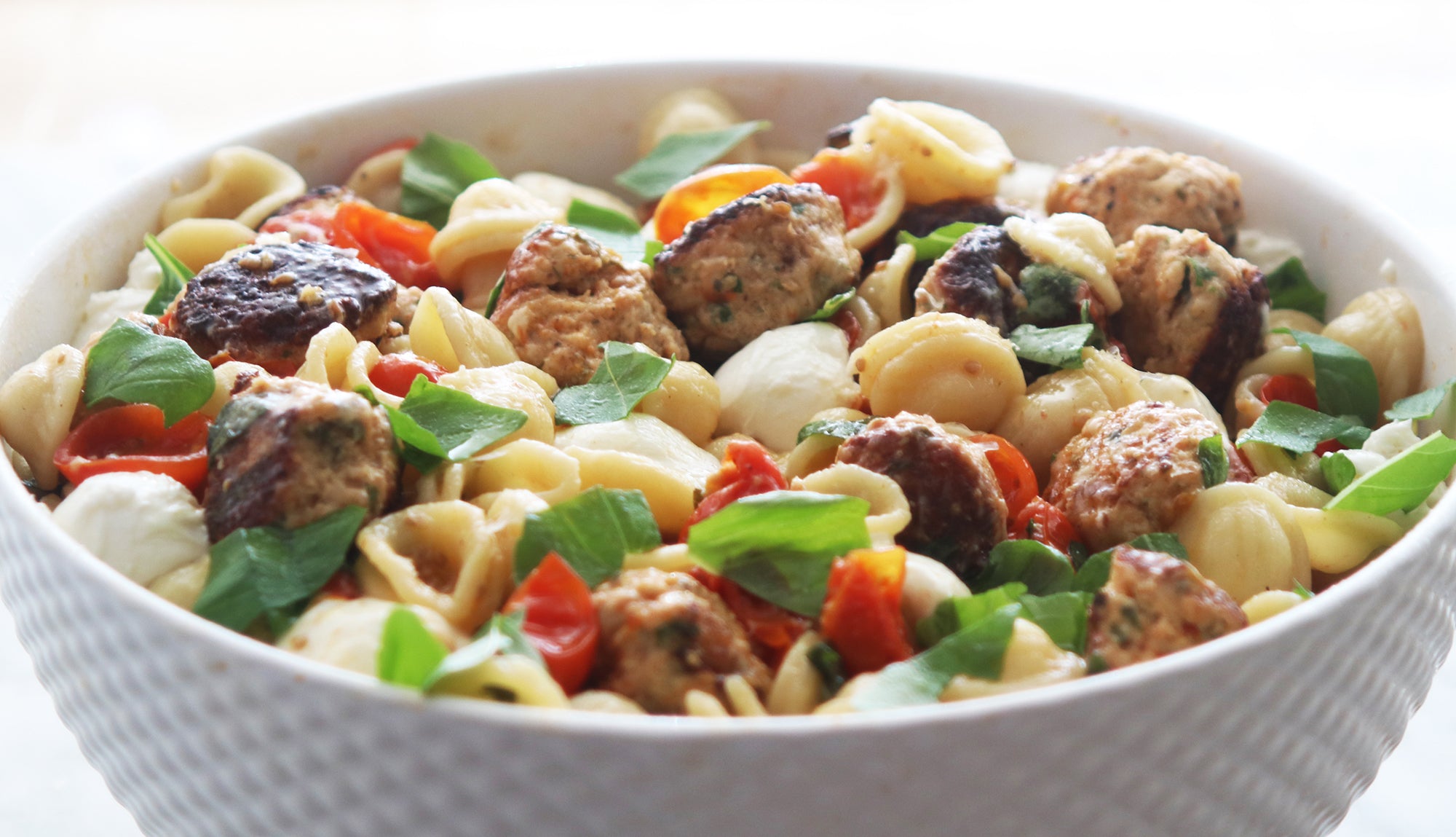 Orecchiette & Mini Chicken Meatballs, Credit: Elizabeth Newman