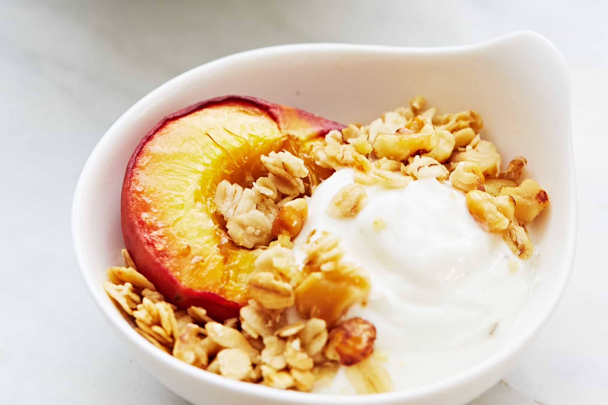 Rosemary Peaches with Vanilla Bean Yogurt and Granola