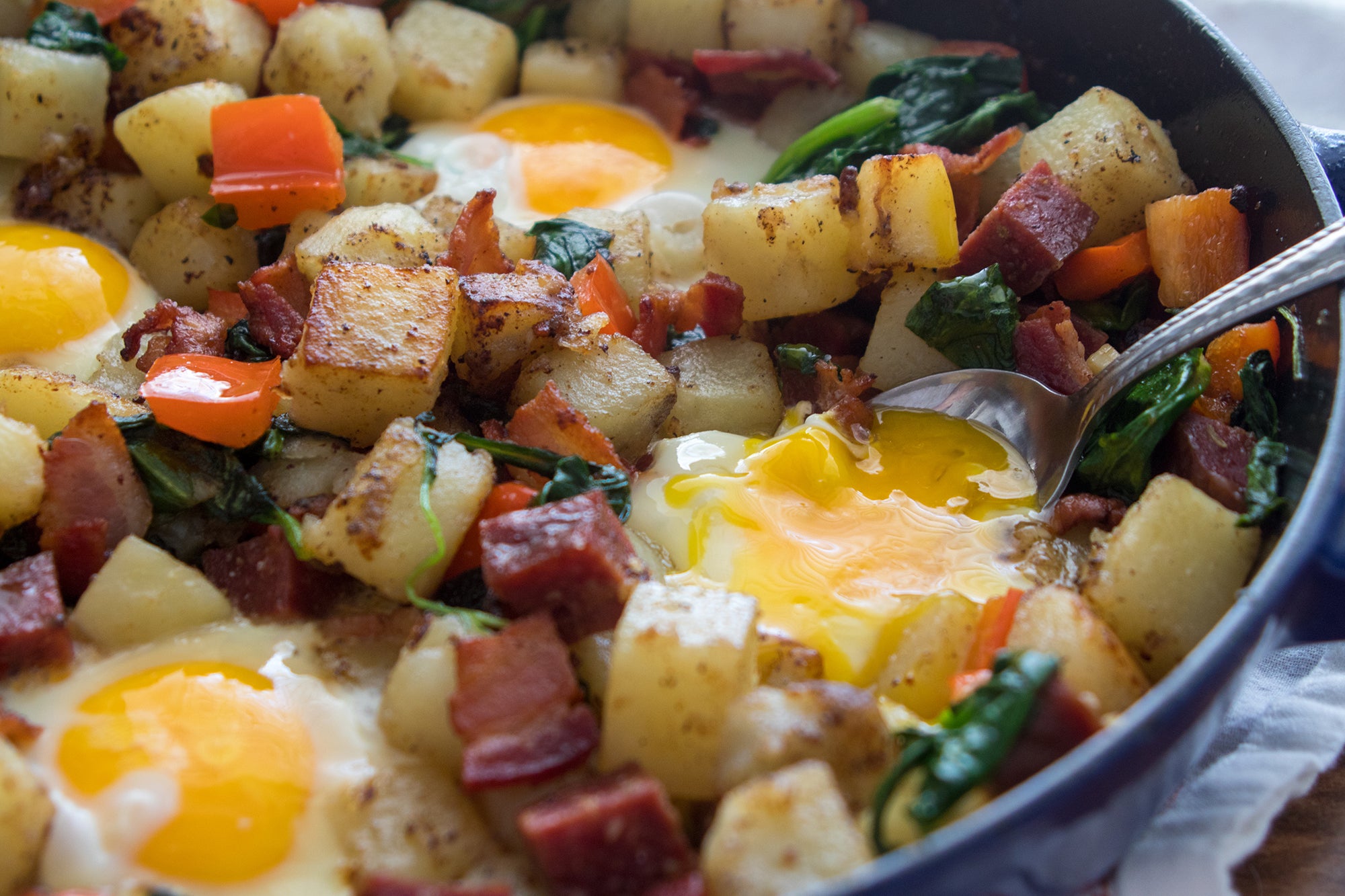 Bacon and Salami Hash, Credit: Elizabeth Newman