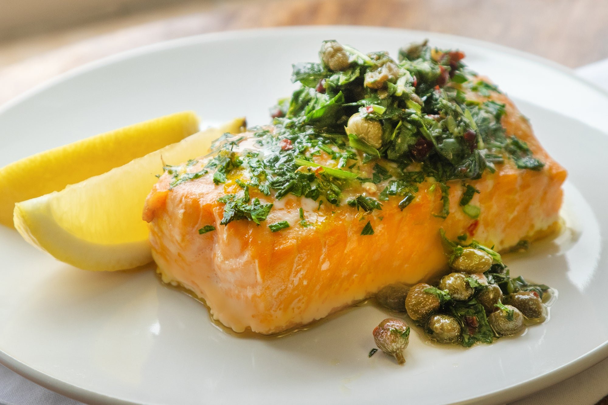 Baked Salmon with Arugula Salsa Verde – Giadzy