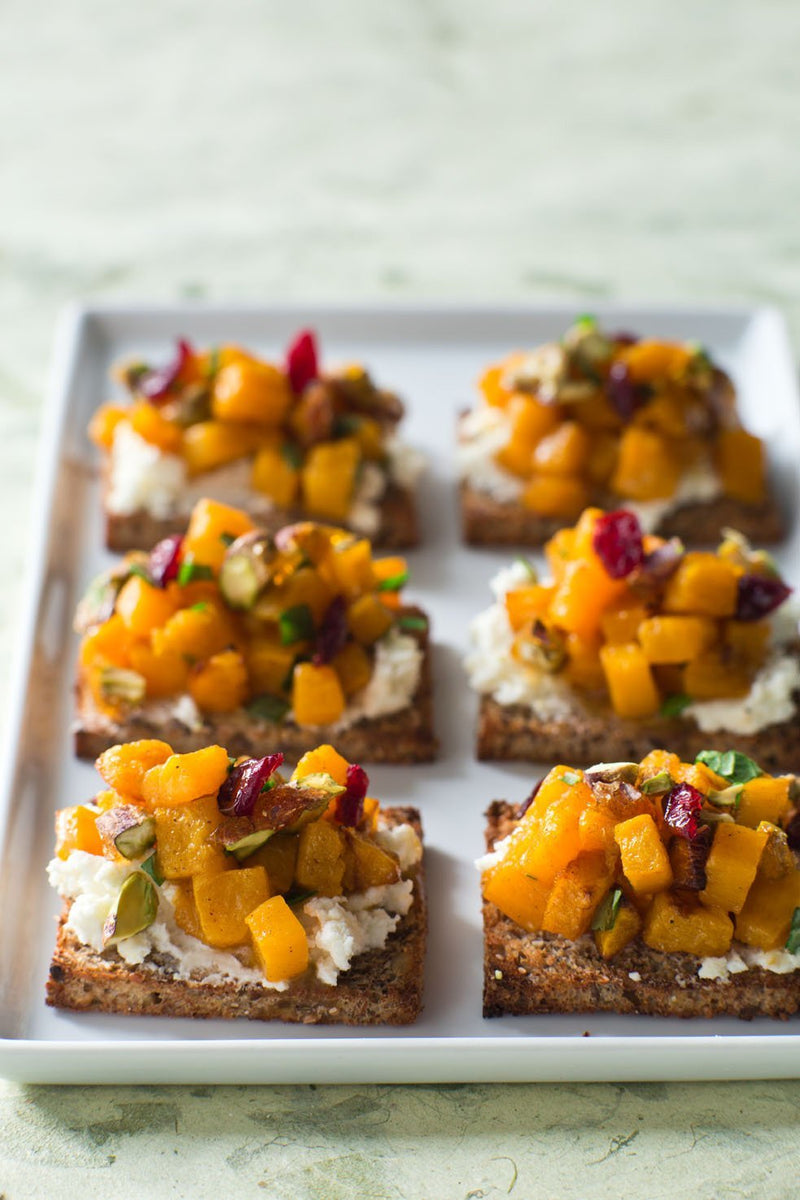 Butternut Squash and Goat Cheese Tartines, Credit: Quentin Bacon