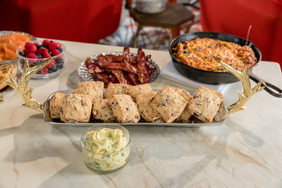 Bacon Cranberry Scones with Citrus Basil Butter, Credit: Food Network