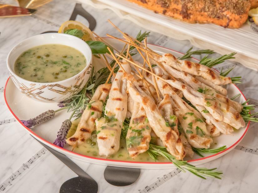 Chicken Piccata Skewers, Credit: Food Network