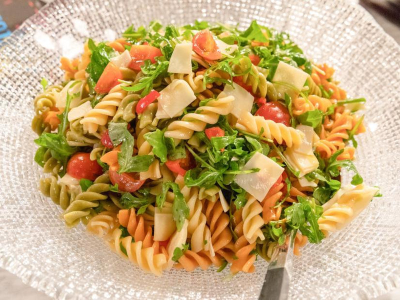 Tricolore Pasta Salad, Credit: Food Network