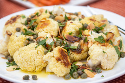 Roasted Cauliflower with Capers and Almonds, Credit: Elizabeth Newman