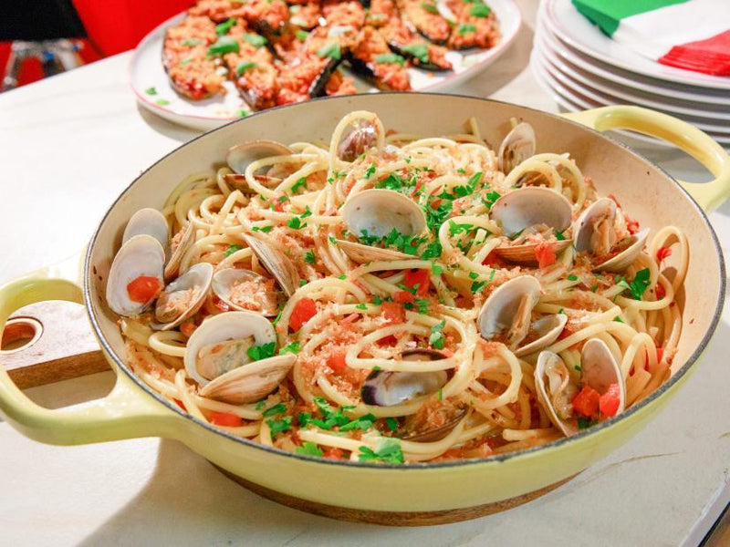 Bucatini a la Clams Casino, Credit: Food Network