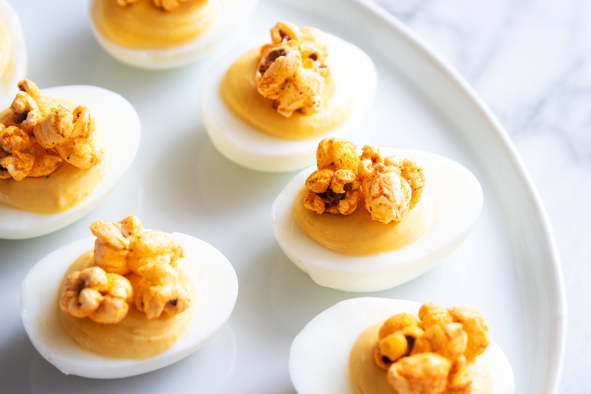 Popcorn Deviled Eggs, Credit: Elizabeth Newman