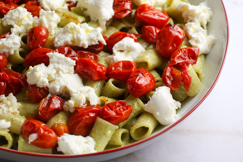 Pistachio Pasta with Roasted Datterini Tomatoes