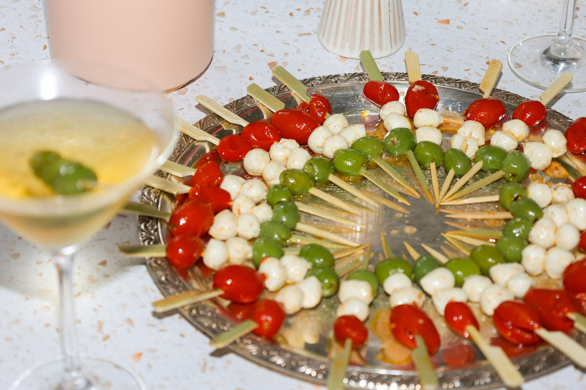 Dirty Martini Caprese Skewers