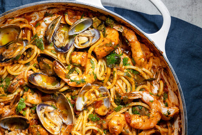 Steamed Shrimp And Clam Pasta