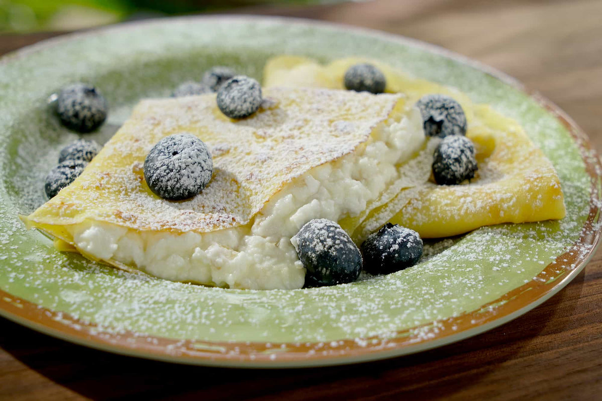 Lemon Crepes with Almond Mascarpone, Credit: Lindsey Galey