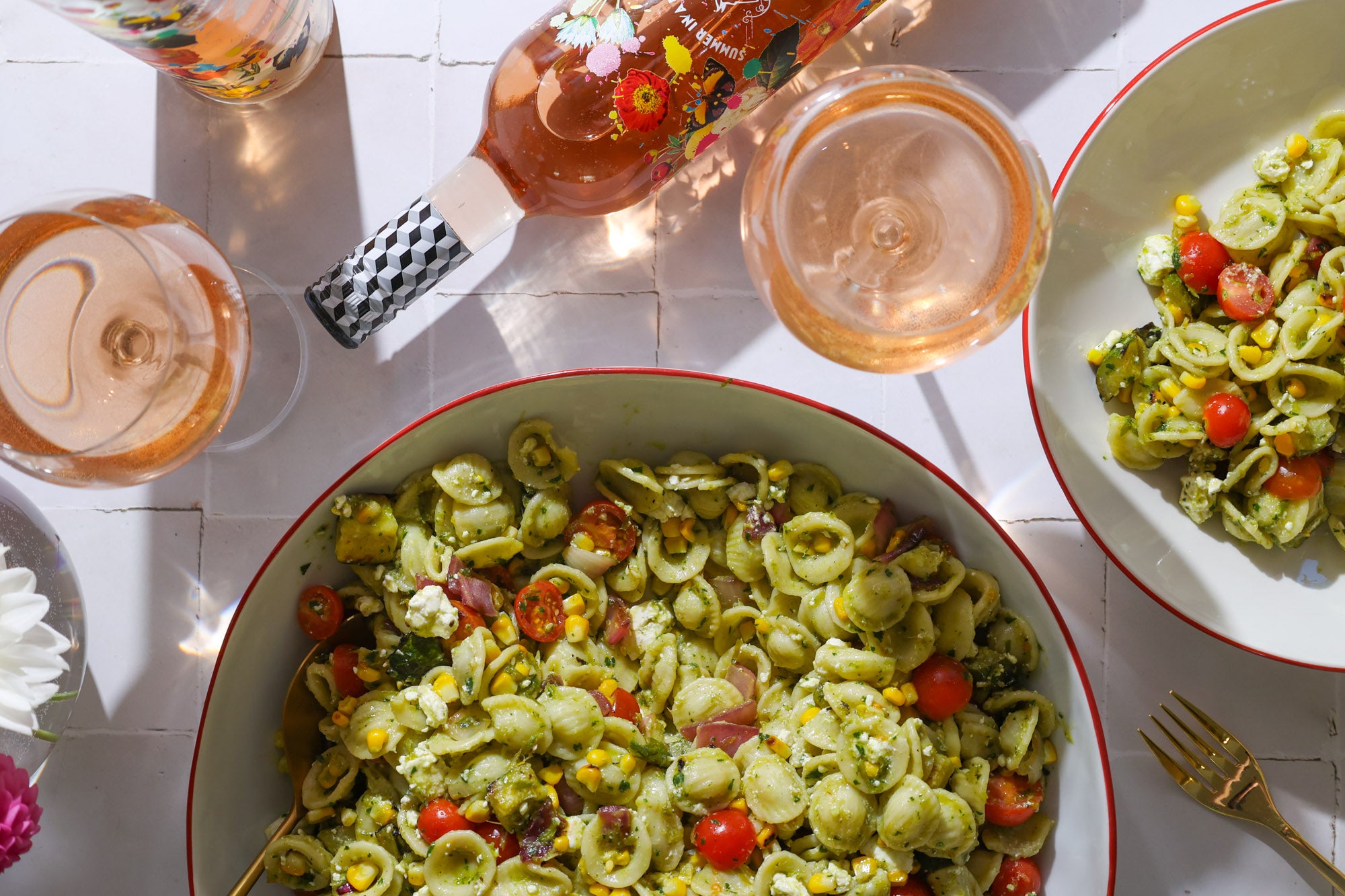 Grilled Vegetable Pasta Salad with Charred Scallion Vinaigrette