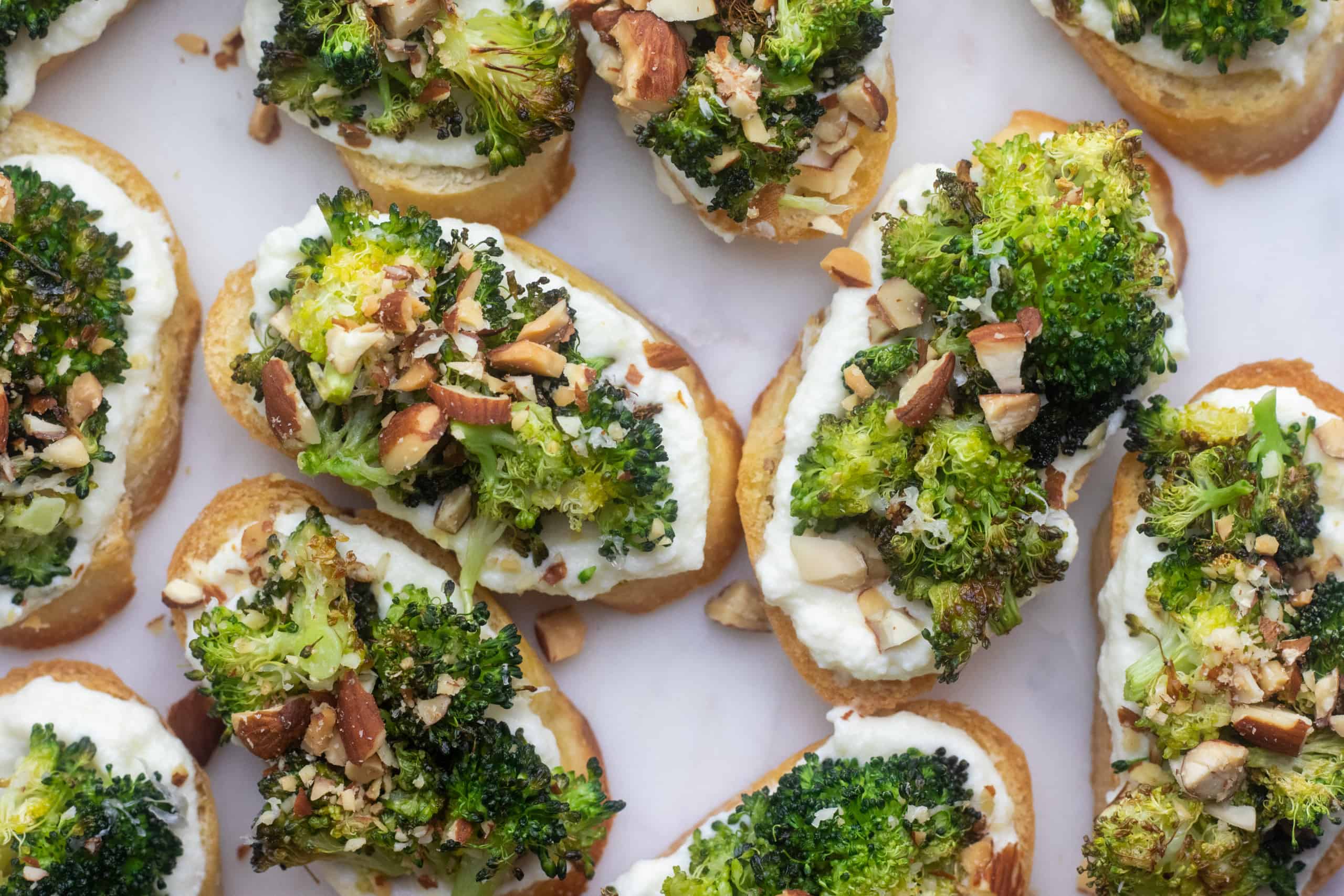 Charred Broccoli And Ricotta Crostini, Credit: Elizabeth Newman