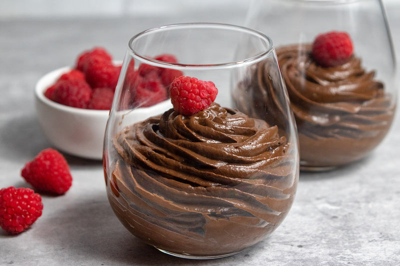 Avocado-Chocolate Mousse with Raspberries