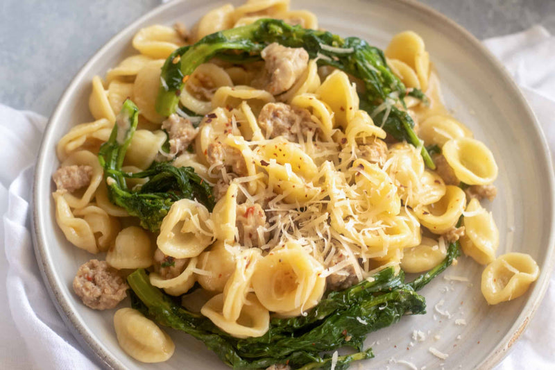 Orecchiette with Turkey Sausage and Broccoli Rabe, Credit: Elizabeth Newman