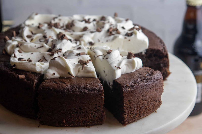 Gluten Free Chocolate Stout Cake With Bourbon Whipped Cream, Credit: Elizabeth Newman