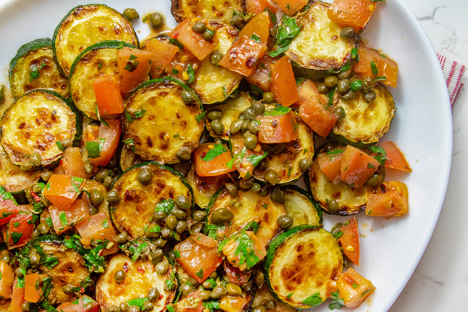 Pan-Fried Zucchini with Anchovy Vinaigrette, Credit: Elizabeth Newman