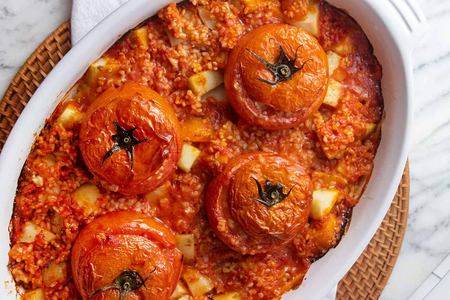 Rice Stuffed Tomatoes, Credit: Elizabeth Newman