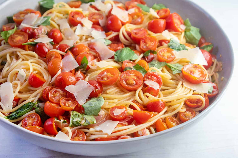 Marinated Cherry Tomato Pasta, Credit: Elizabeth Newman