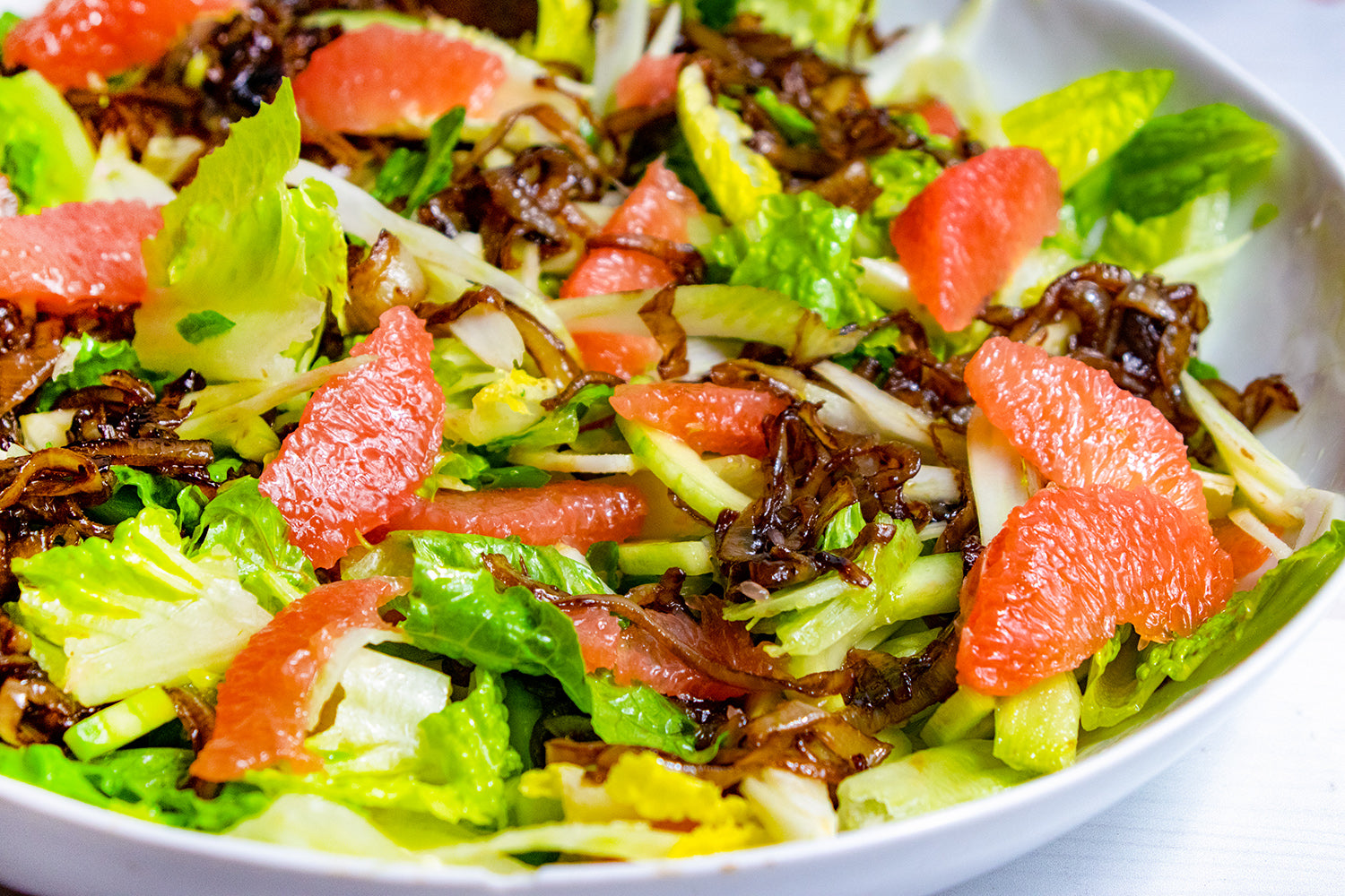 Caramelized Onion And Grapefruit Salad, Credit: Elizabeth Newman