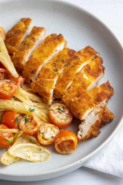 Giada's Chicken Milanese With Fennel And Cherry Tomatoes, Credit: Elizabeth Newman