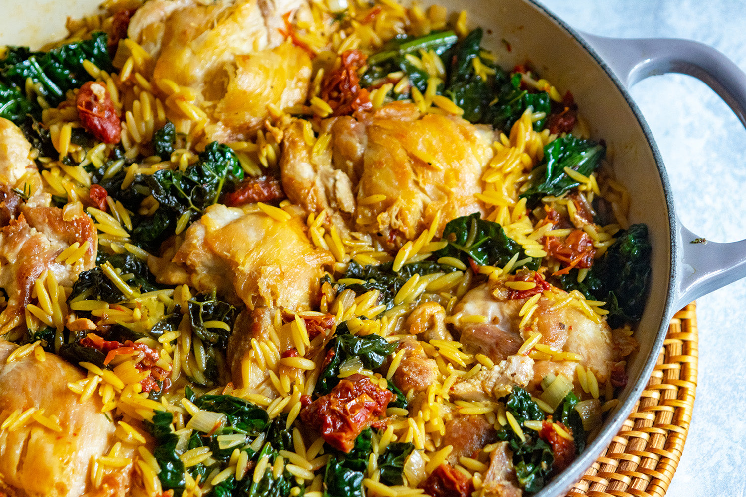 Sun-Dried Tomato Chicken Orzo Skillet, Credit: Elizabeth Newman