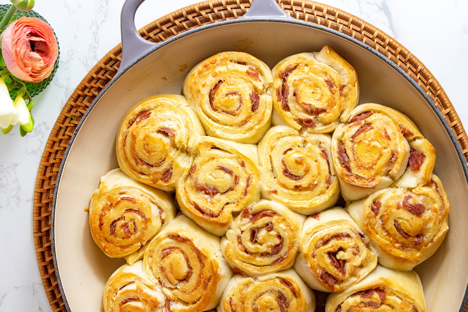 Cheesy Italian Easter Bread (Casatiello) Rolls, Credit: Elizabeth Newman