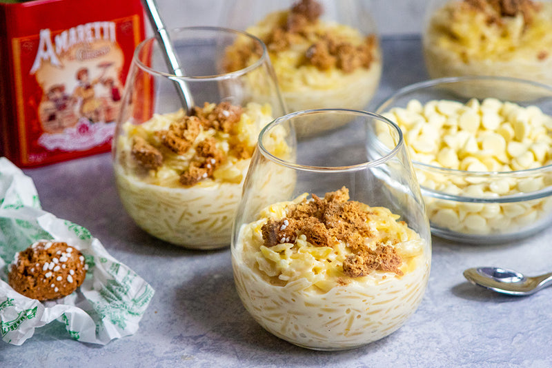 White Chocolate Orzo Pudding